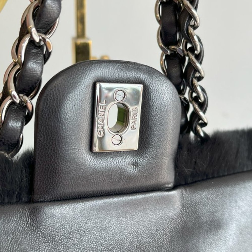 Chanel Black Orylag Rabbit Fur Flap Bag - Picture 2 of 8